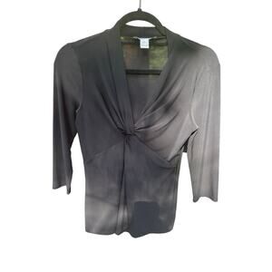 White House Black Market Women’s Small Twist Front 3/4 Sleeve Top Black